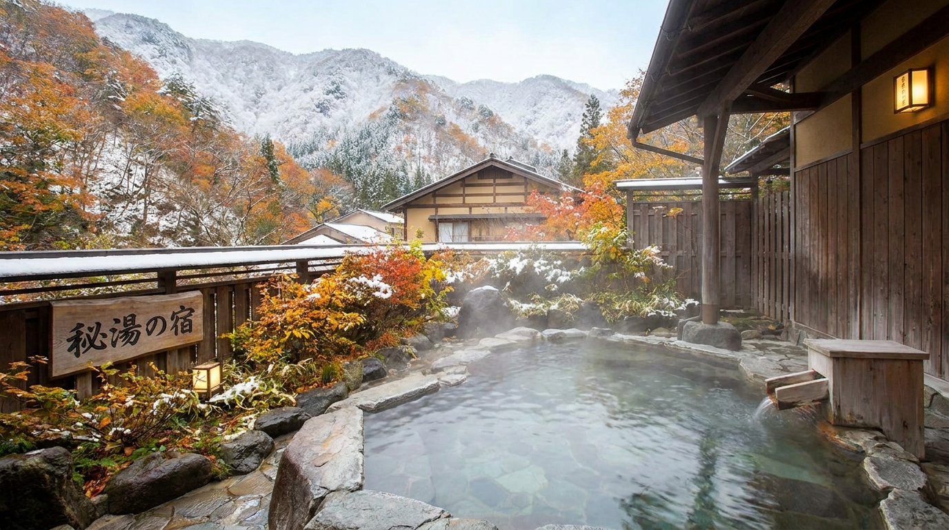 地域別のおすすめ温泉宿で秘湯を堪能。心と体を癒やす旅へ出かけよう。
